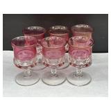 6 Tiffin Franciscan Kings Crown Cranberry Goblets
