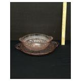 Antique 1930's Pink Depression Bowl & Platter