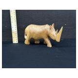 Vintage Hand Carved Wooden Rhinoceros