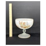 Antique Frosted Glass Pedestal Compote