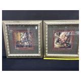 2 Vintage Gold Framed Floral Prints