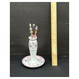 Vintage KPM Hat Pin Holder & Pins