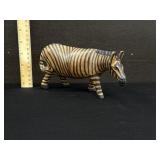 Vintage Hand Carved Wooden Zebra