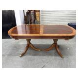Mahogany Double Pedestal Inlaid Wood Dining Table