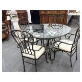 Wrought Iron Dining Table & Chairs W/ Glass Top