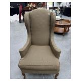 Upholstered Wingback Armchair W/ Cabriole Legs