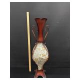 Art Nuvo Tall Metal Vase W/ Handles