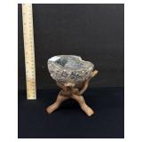 Agate Geode Crystal Rock W. Wood Tripod