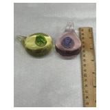 2 Vintage Art Glass Paperweights