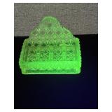 Antique 1876 Vaseline Uranium Glass Wall Pocket