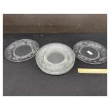 Lot of Vintage Etched Glass Dessert Plates