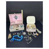 2 Vintage Jewelry Boxes FULL w. Some Sterling