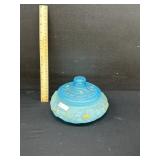Vintage Fenton Blue Satin Glass Candy Dish