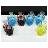 6 Vintage Degenhart Bird & Berry Open Salts