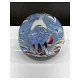 Vintage Art Glass Floral Paperweight