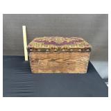 Antique Dove Tailed Box W/ Upholstered Lid