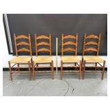 4 Vintage High Back Rush Bottom Chairs Sturdy