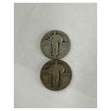 2 Standing Liberty Quarters 1925 - 30