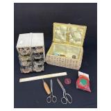 Vintage Sewing Basket Organizer W/ Contents