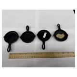 4 Mini John Wright Amish Cast Iron Skillet Decor