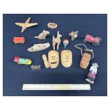 Large Lot of Vintage Wooden Figures Toys