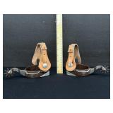 Vintage Western Longhorn Tooled Leather Spurs