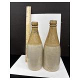 2 Antique Stoneware Ginger Beer Bottles