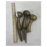 3 Antique Brass Horse Hame Knobs