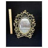 Vintage Carved Heavy Brass Standing Mirror