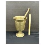 Antique Solid Brass Mortar & Pestle 20 lbs