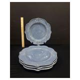 4 Home Stoneware Heavy Blue Dinner Plates