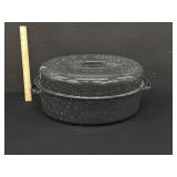 Vintage Black Enamelware Roaster