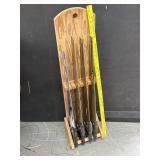 Wooden Holder With 4 Stanley Saws
