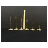 Set Of 6 Vintage Brass Candlestick Holders