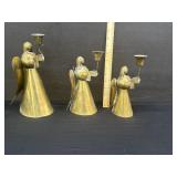 3 Brass Angel Candle Holders