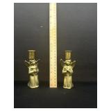 2 Vintage Heavy Brass Taper Candle Holders
