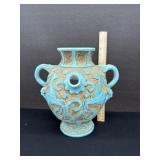 1950's Italian Sgraffito Pottery Pitcher Turquoise