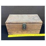 Antique Heavy Wooden Box W. Metal Latch