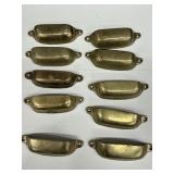 10 Antique Brass Pull Cup Handles