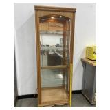 Vintage Tall Beveled Glass Lighted Curio