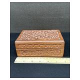 Vintage Hand Carved Wood Box Made in India