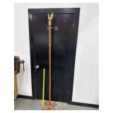 Vintage Wooden Eagle Top Flag Pole on Stand