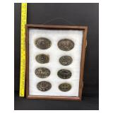 Vintage Texas Belt Buckles Framed in Case