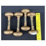 4 Antique Solid Brass Door Knob Units