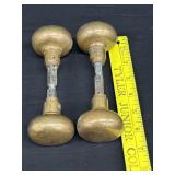 2 Antique Solid Brass Door Knob Units