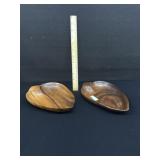 2 Vintage Teakwood Snack Bowls