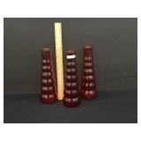 3 Ruby Red Glass Vases