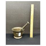 Antique Heavy Brass Mortar & Pestle