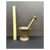 Antique Heavy Brass Mortar & Pestle