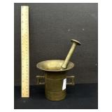 Antique Heavy Brass Mortar & Pestle